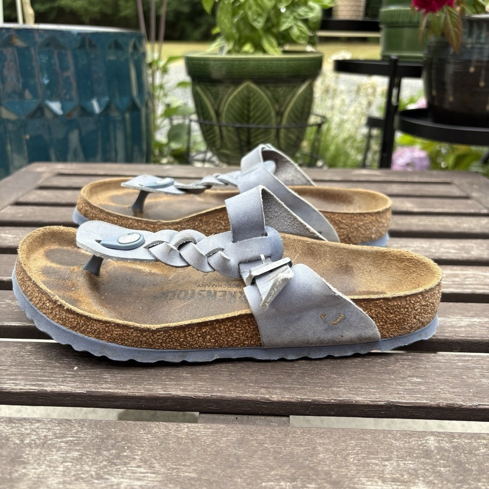 BIRKENSTOCK Womens Dusty Blue Gizeh Braided Slide Sandal Thong Size EU 37 / US 6 - Picture 9 of 16